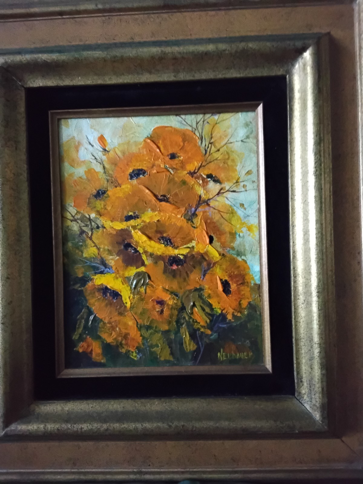 Betty Neubauer Modern Abstract Art Original Painting Oil On Canvas 18 1/2x 16