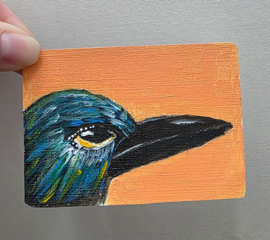 ACEO Original Painting cute bird Portrait 2.5×3.5