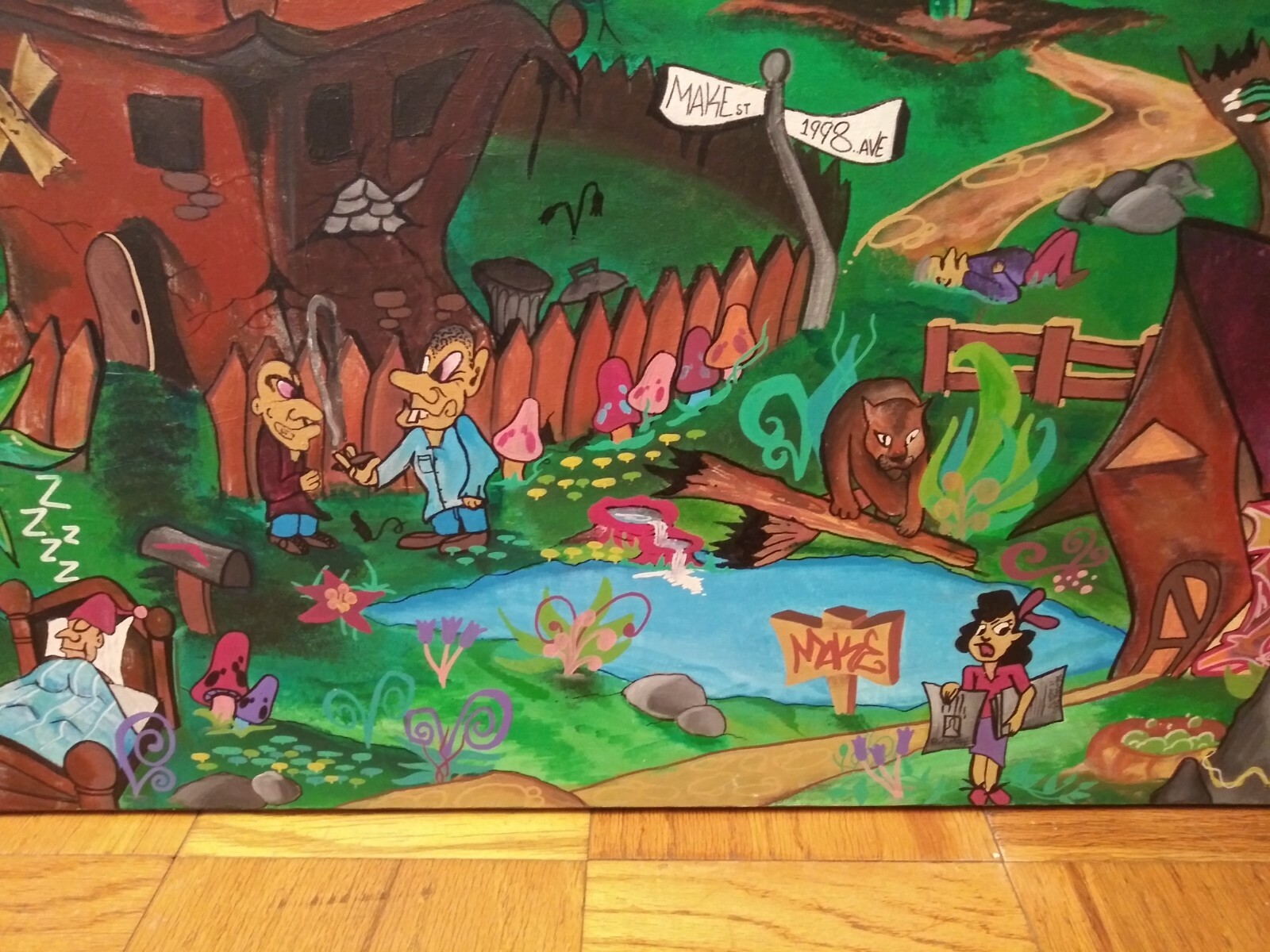 Huge Graffiti Painting – 4 x 5 ft – Bronx Artist MAKE$ 1997 – Vintage Original