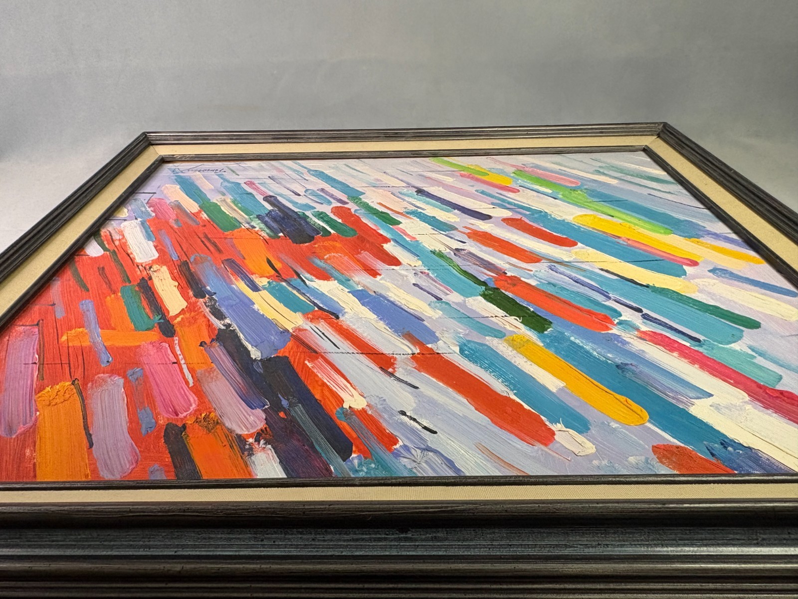 Abstract Expressionist Painting Colorful Impasto Canvas Framed & Signed Timothy
