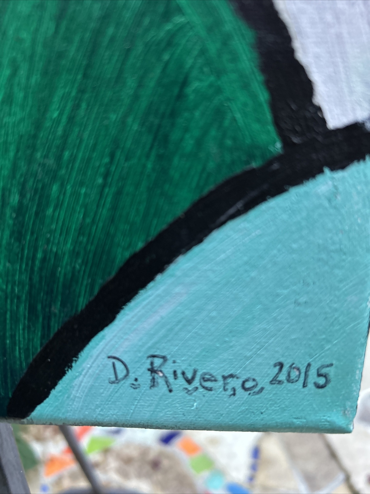 Signed Abstract Expressionist Original Painting on Canvas Unframed D. Rivero