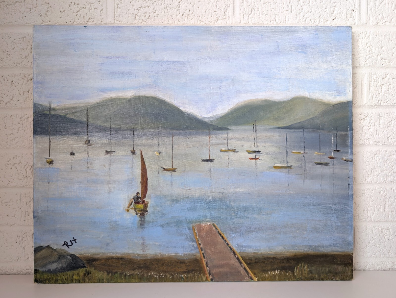 Original Signed Painting | Boats in Harbor