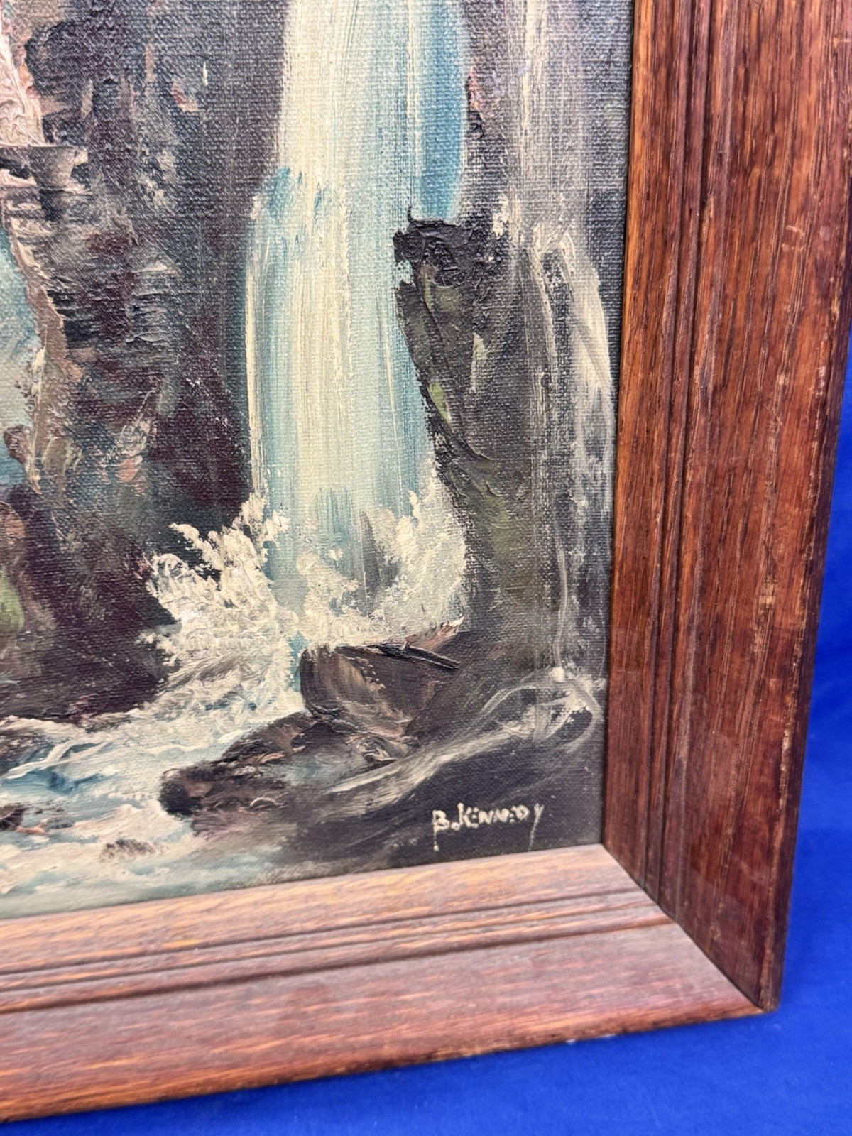 C.1930 BESSIE KENNEDY Oil Painting Original Label 20″x16″ Hardangerfjord, Norway