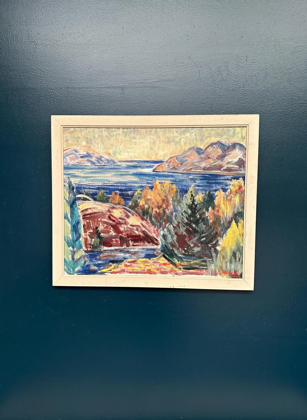 Swedish Oil on Canvas – “Landscape” by Arvid Herbert –Vintage– 75 × 65 cm