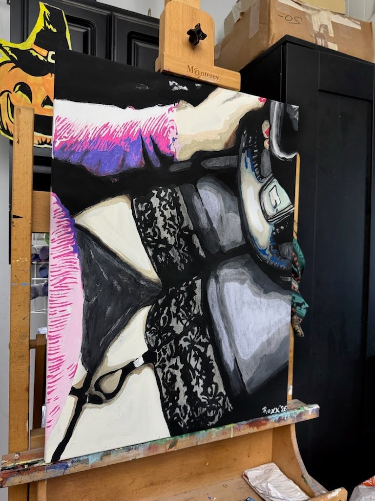 ‘Just Passed the Afterglow’ Pop Art, Pop Noir, driving, woman, stockings