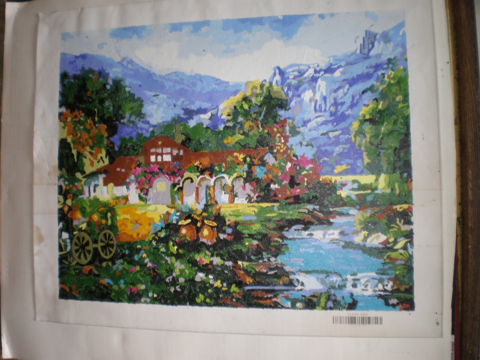 Hand Painted By Number Painting on Canvas Scene, Completed Unframed 16 x 20