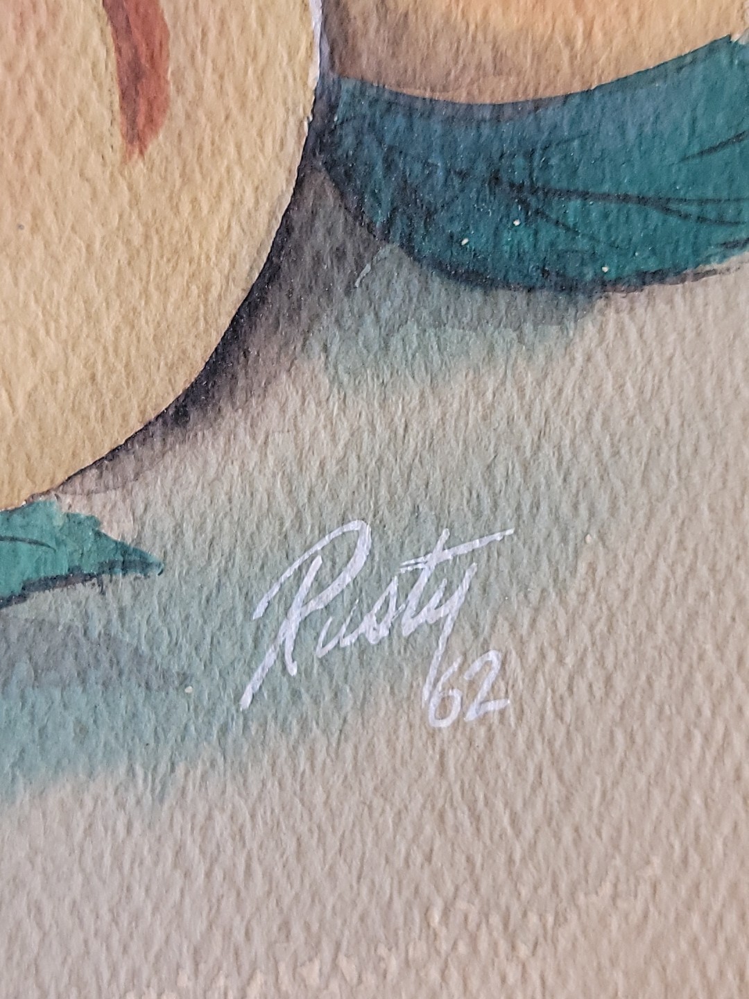 1962 Rusty Rusterholtz Fruit Watercolor Painting Erie Pa Artist Clown Times New