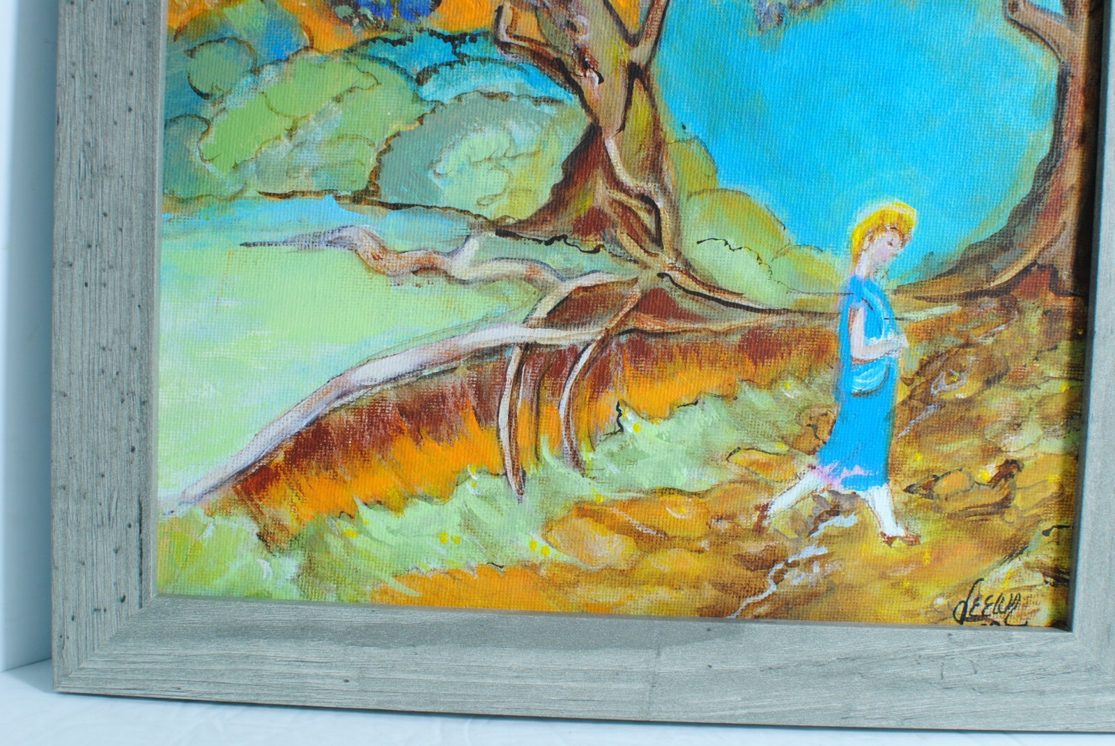 CONTEMPLATING Original Acrylic on Canvas Women Walking in Meadow Signed 11 by 14