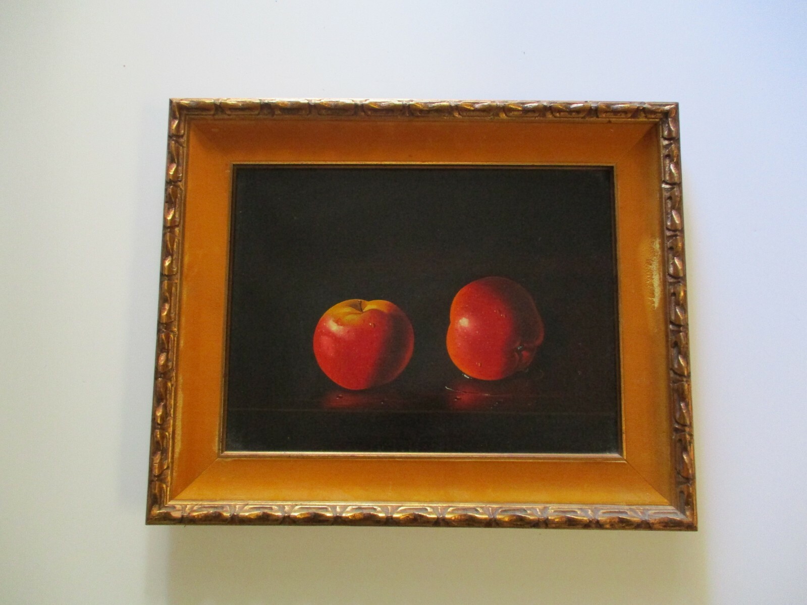 VINTAGE REALIST REALISM PAINTING STILL LIFE MOIST APPLES SIGNED FRUIT 1970’S ART