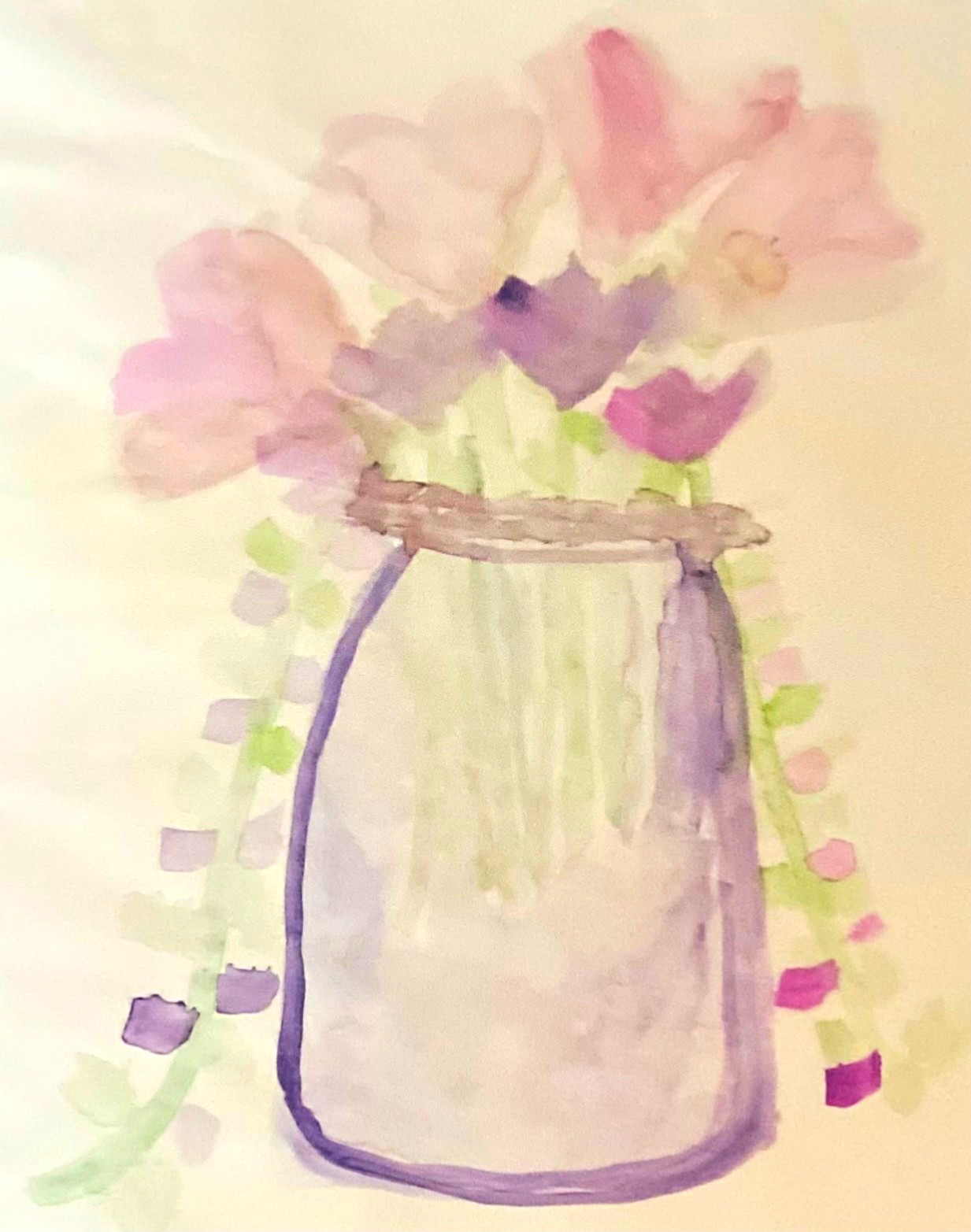 Original Painting Purple Flowers Romantic, Hand Painted by Seller
