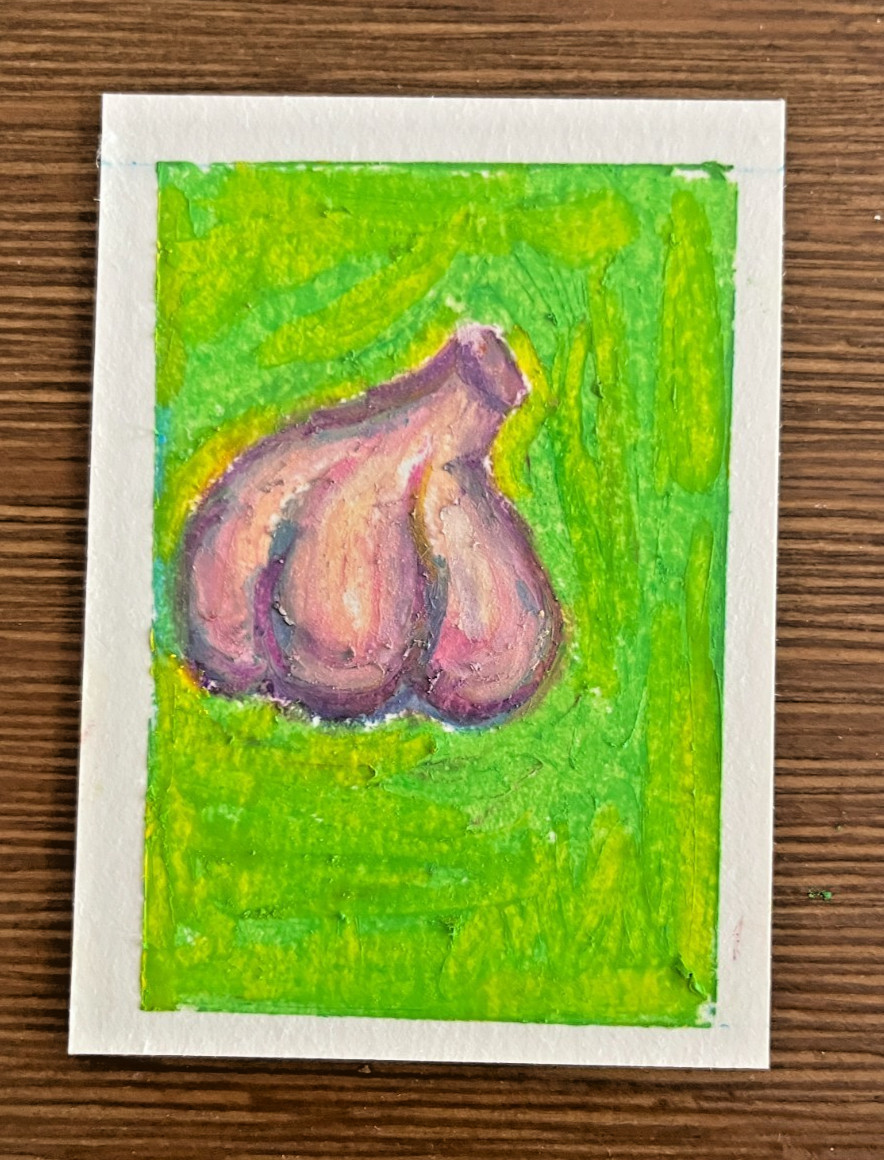 ACEO Original Garlic Oil Pastel ATC – by Smlldog