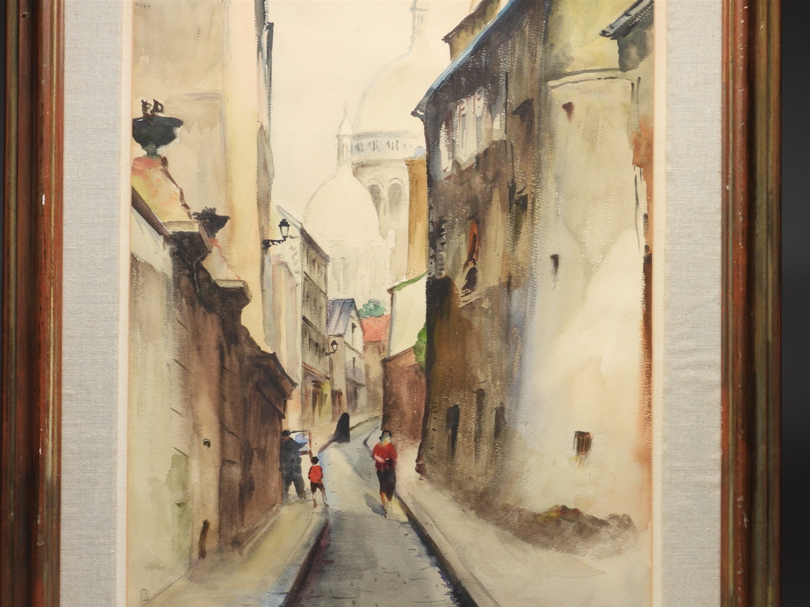 Fernand Guignier (1902-1972) Paris France Architecture Street Scene WC Painting