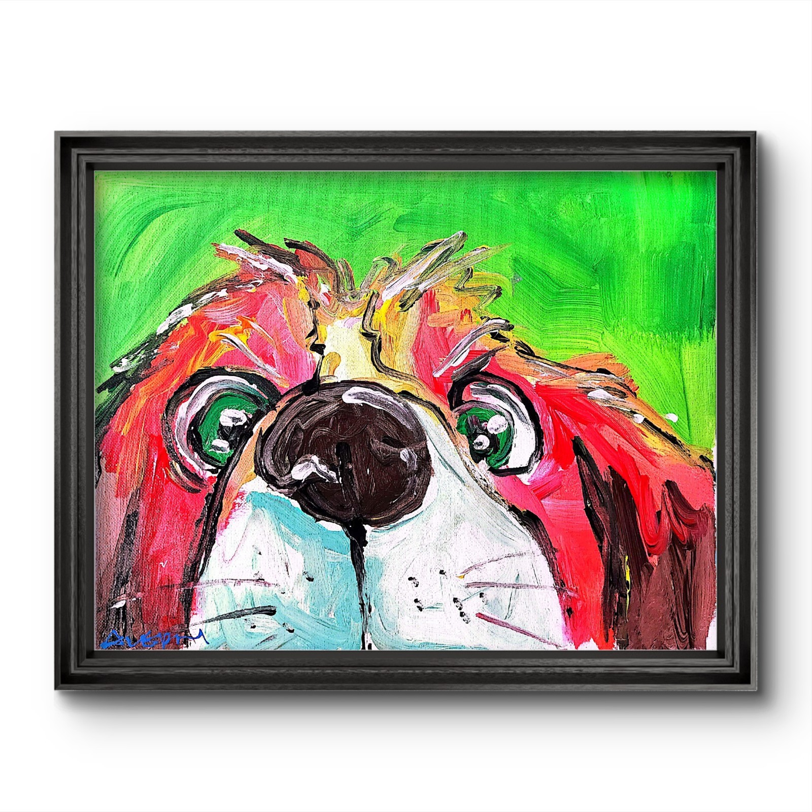 Aleph Original Art Dog 14×11 Abstract Expressionist Decor Painting Canvas