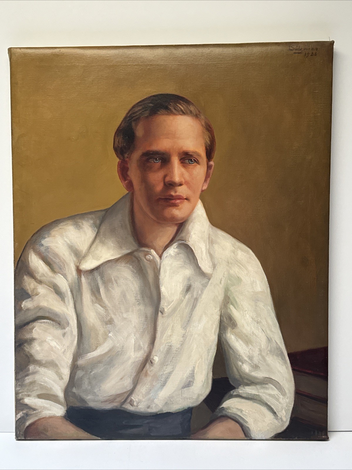 ANTIQUE PAINTING PORTRAIT 1930’S MAN MEN LARGE OIL SIGNED LISTED FAMOUS