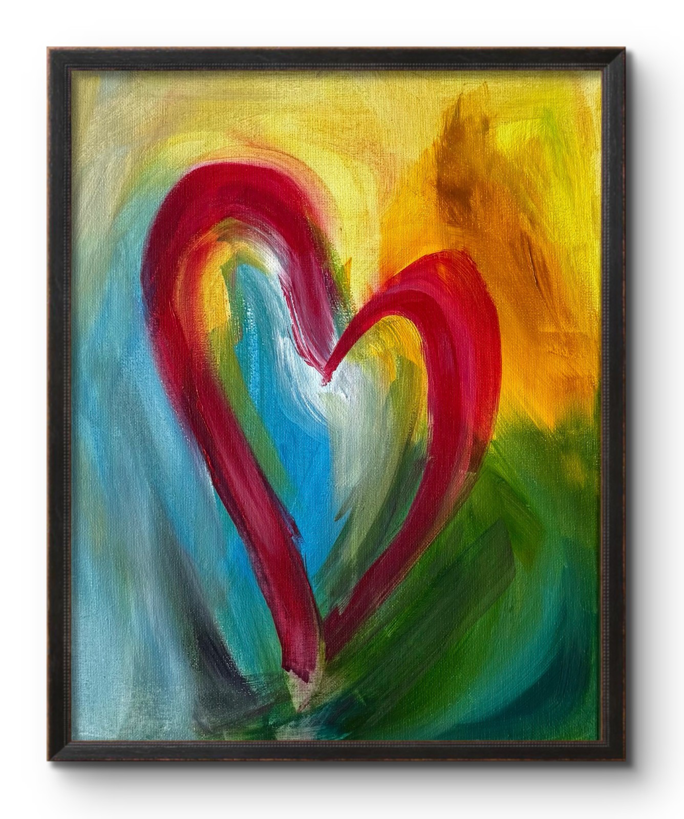 HEART EXPRESSIONISM 14X11 ABSTRACT ORIGINAL ART MODERN HOME