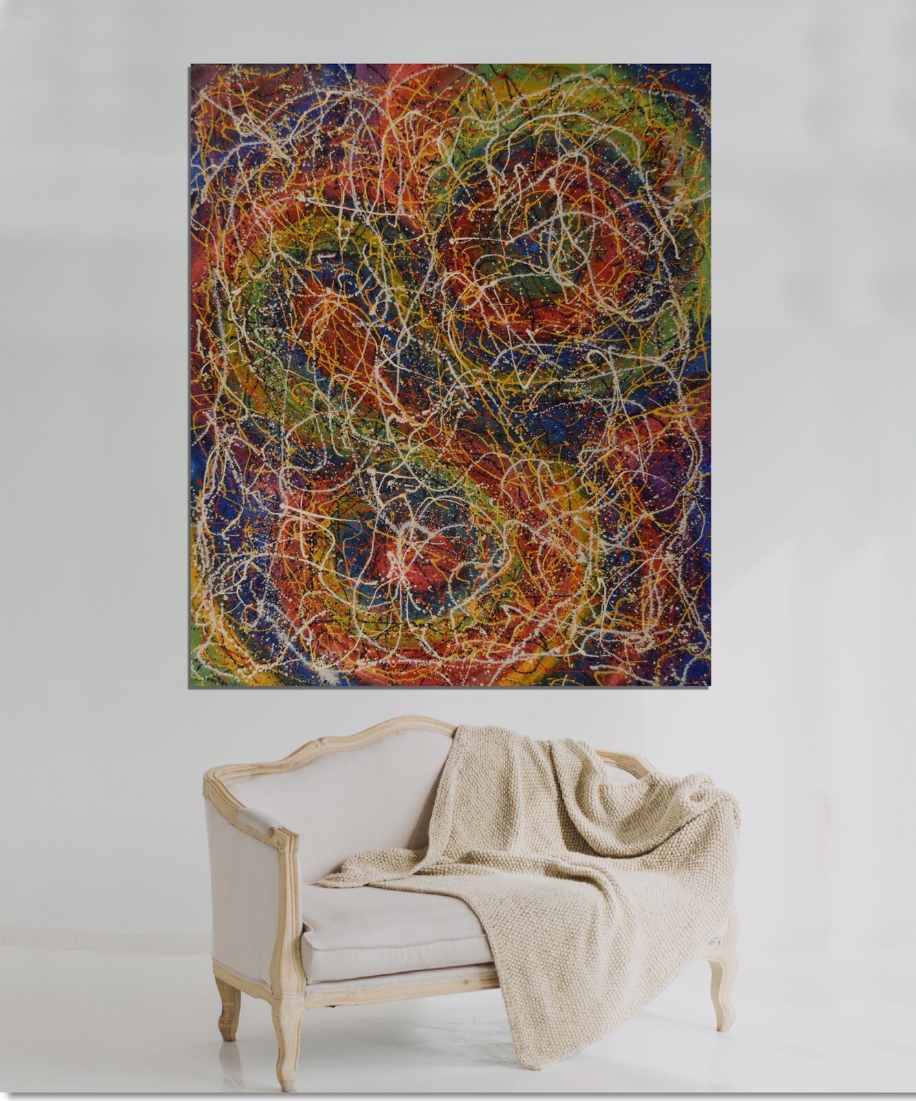Jackson Pollock style￼￼ Canvas painting￼ 72” X 60”Abstract,Modern,XL, Landscape￼