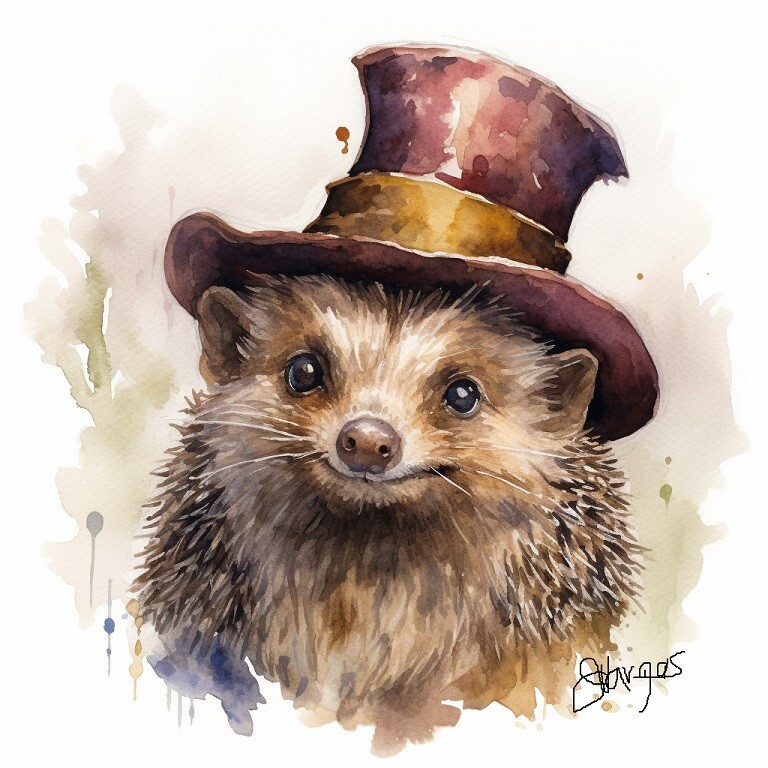 Watercolor Hedgehog Painting Art Print 8×11 inch