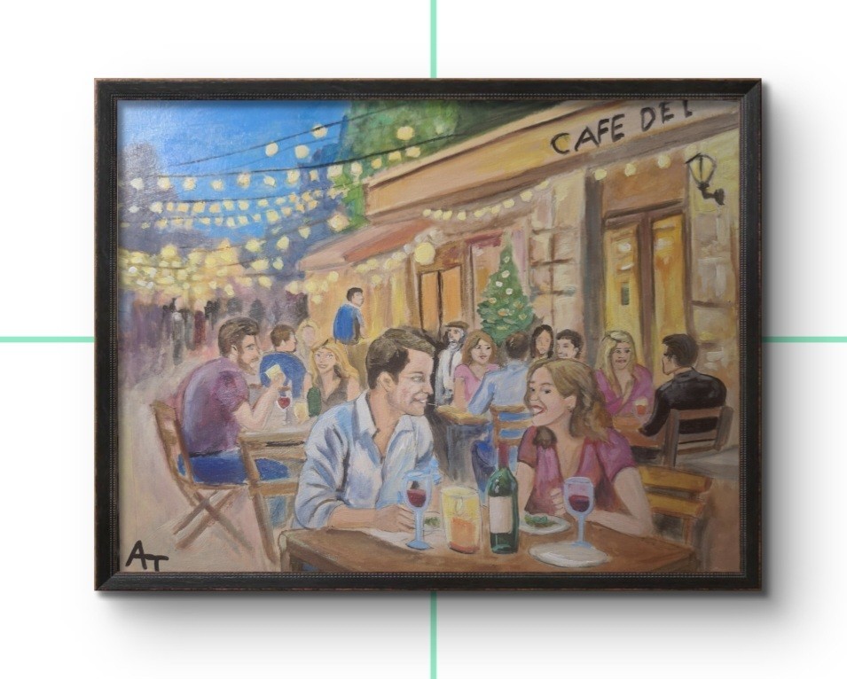 Original Cafe Spot 9×12 Wood Canvas Acrylic Painting Wall Art Decor