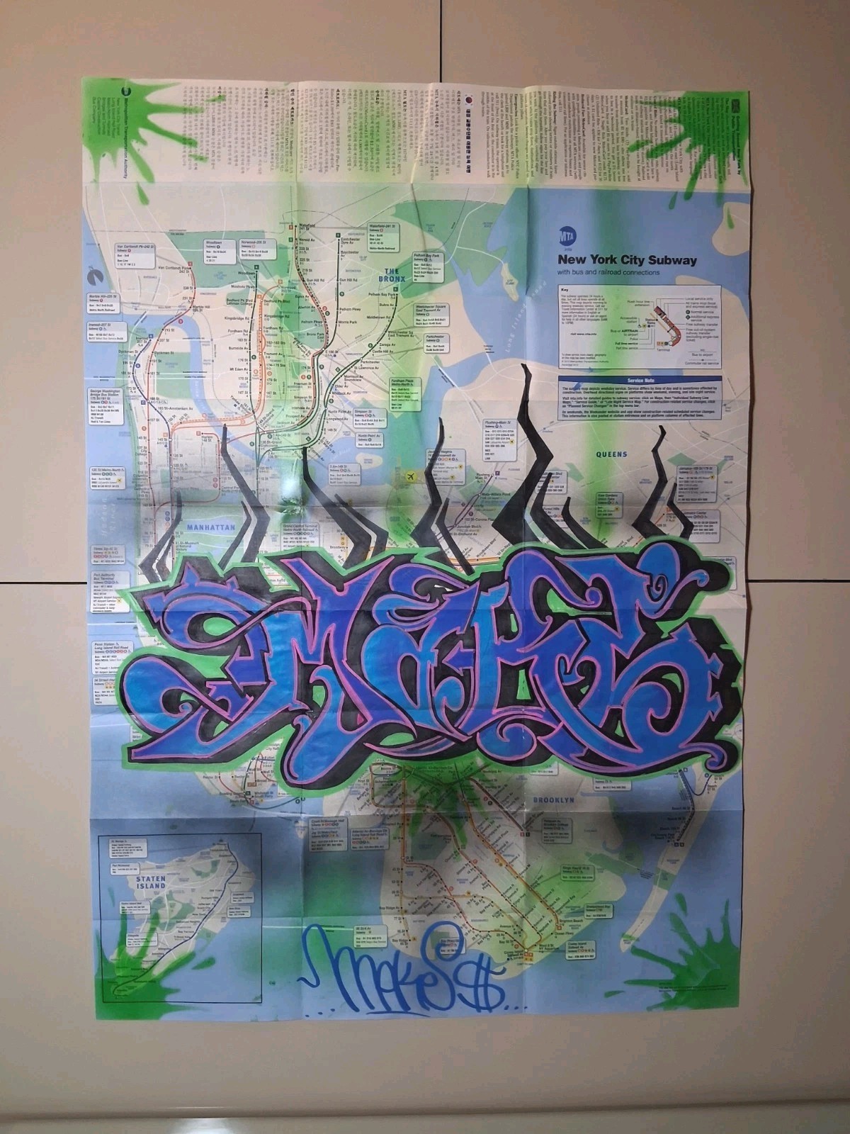 Original NYC Subway Map Art – 23 x 34 Inches – MAKE$ Graffiti