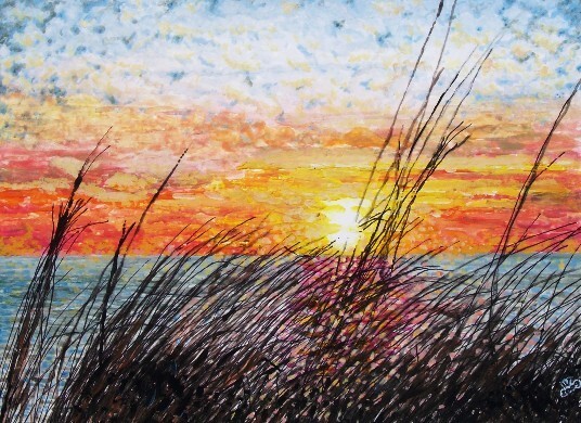 Limited edition print, “Lake Michigan Sunset”, 16 x 20″ paper with mat.