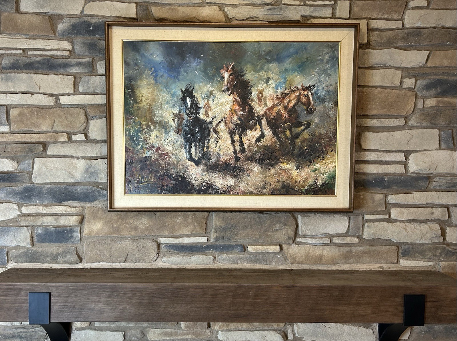 Americo Makk Original Large Oil Painting “Wild Horses” Signed The Laky Galleries