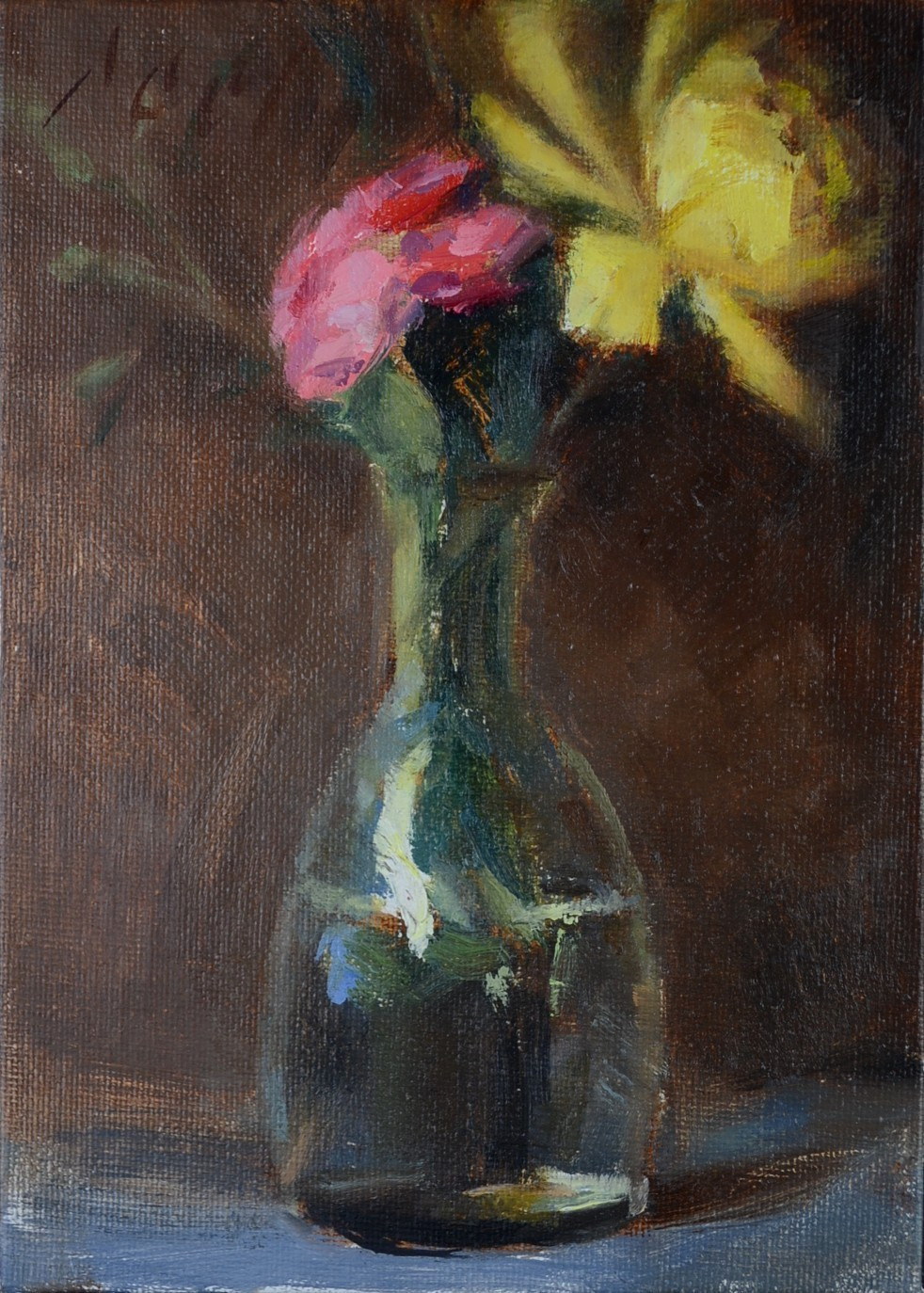 Original Oil Painting 5×7 Flowers in Vase Still Life Classical Realism Fine Art