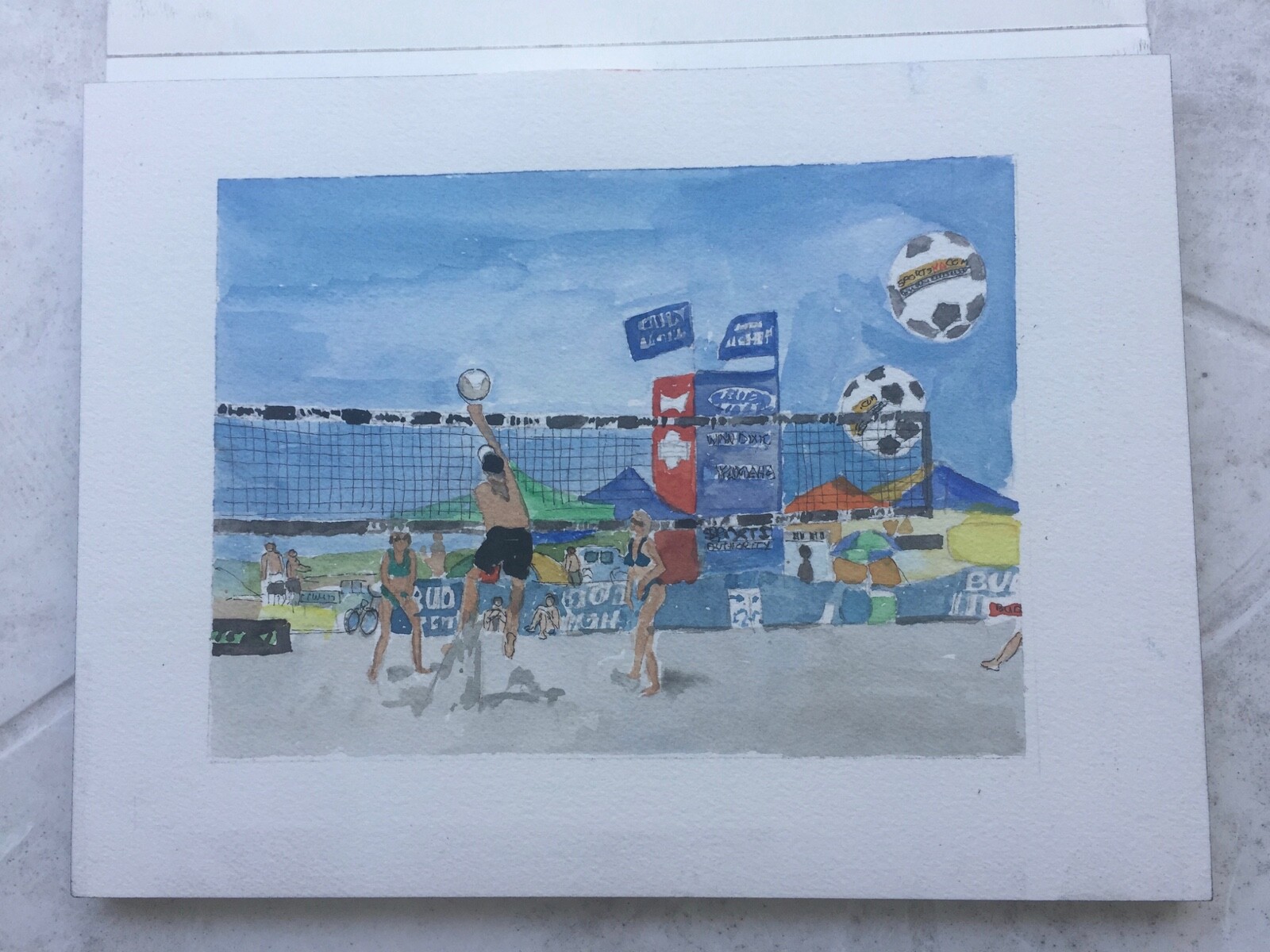 LOOMIS PARK, SOUTH BEACH, MIAMI BEACH / 9″ X 12″ /ORIG. W/C / MIMI DAVIS, ARTIST