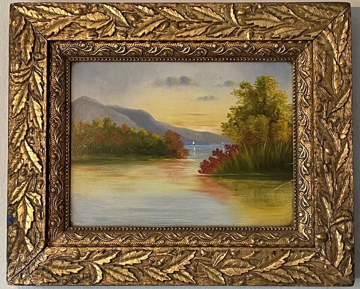 FINE ANTIQUE CALIFORNIA PLEIN AIR LANDSCAPE OIL PAINTING OLD VINTAGE LAKE 1940s