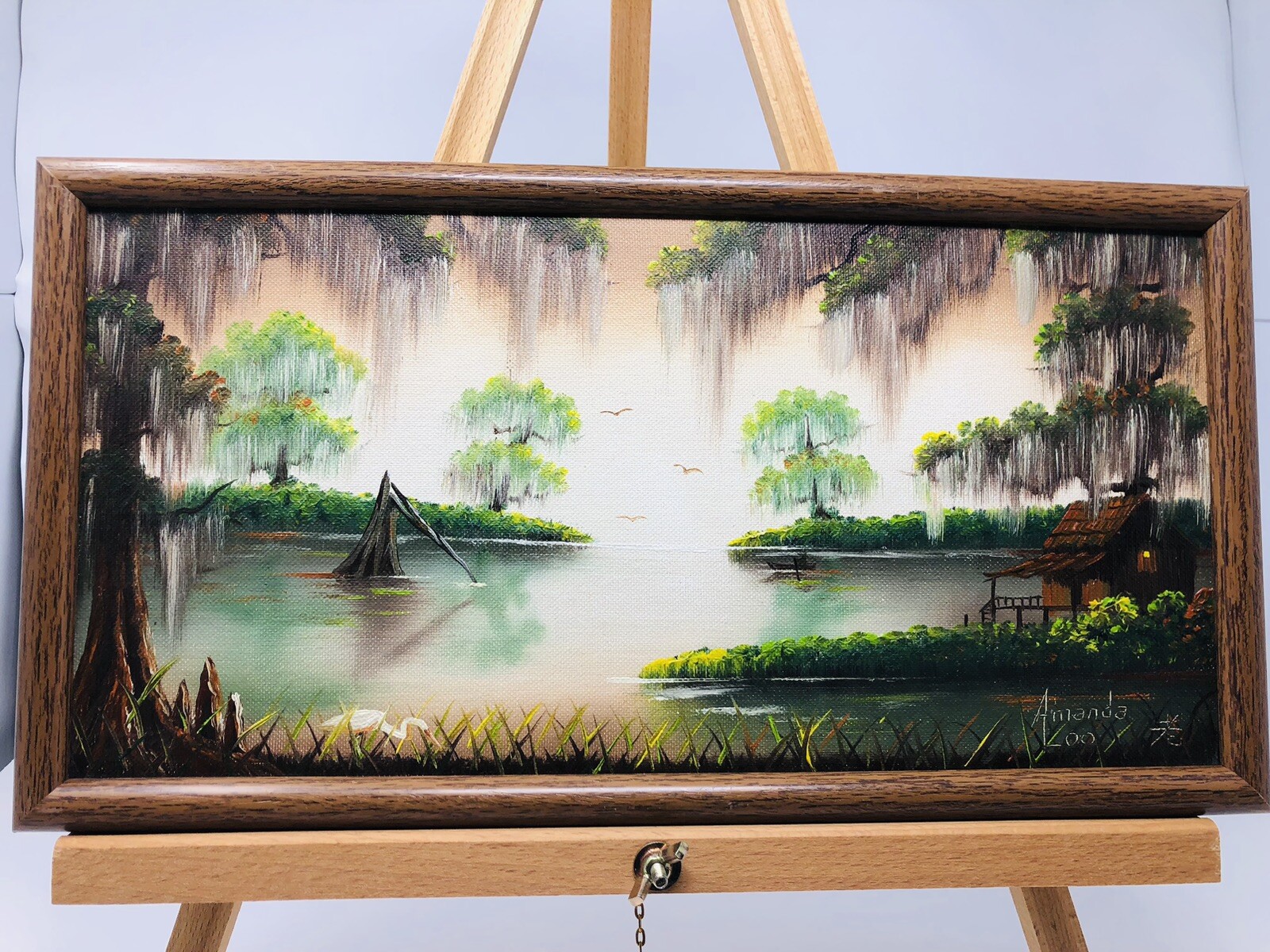 Louisiana Artist Amanda Loo (1928-2018) Bayou Oil Painting