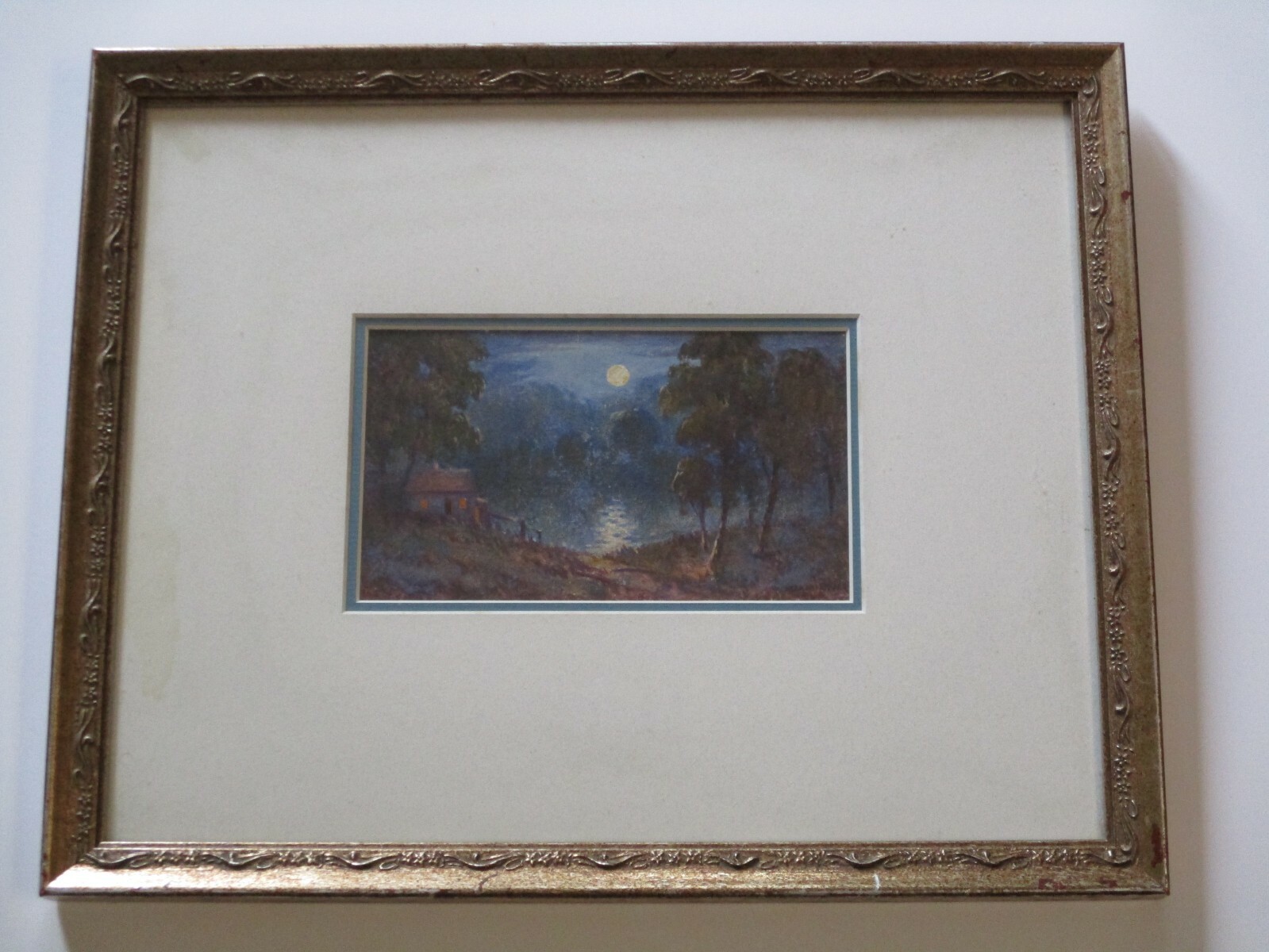 ANTIQUE PAINTING FLORIDA RIVER MOON NIGHT LANDSCAPE WILLIAM HENRY WESTON ARNOLD