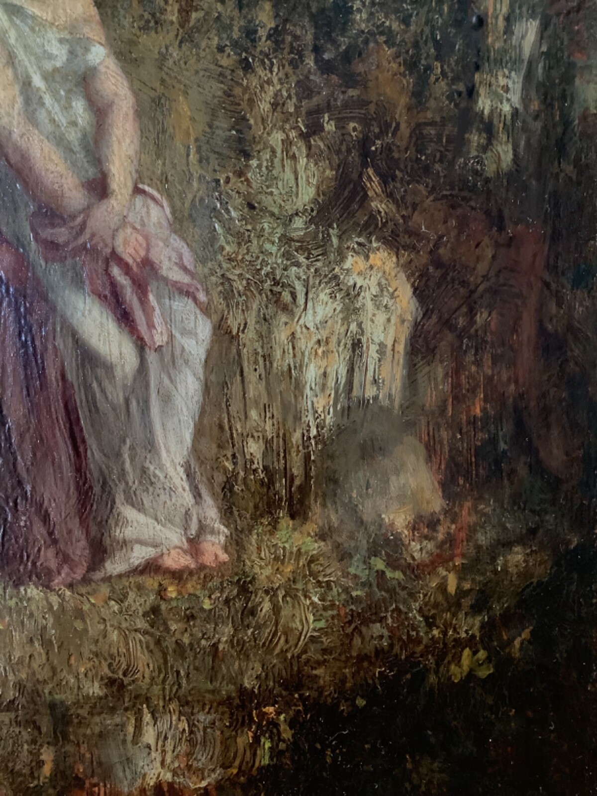 DIAZ DE LA PENA SIGNED – FRENCH BARBIZON OIL ON WOOD – WOMAN IN A LANDSCAPE