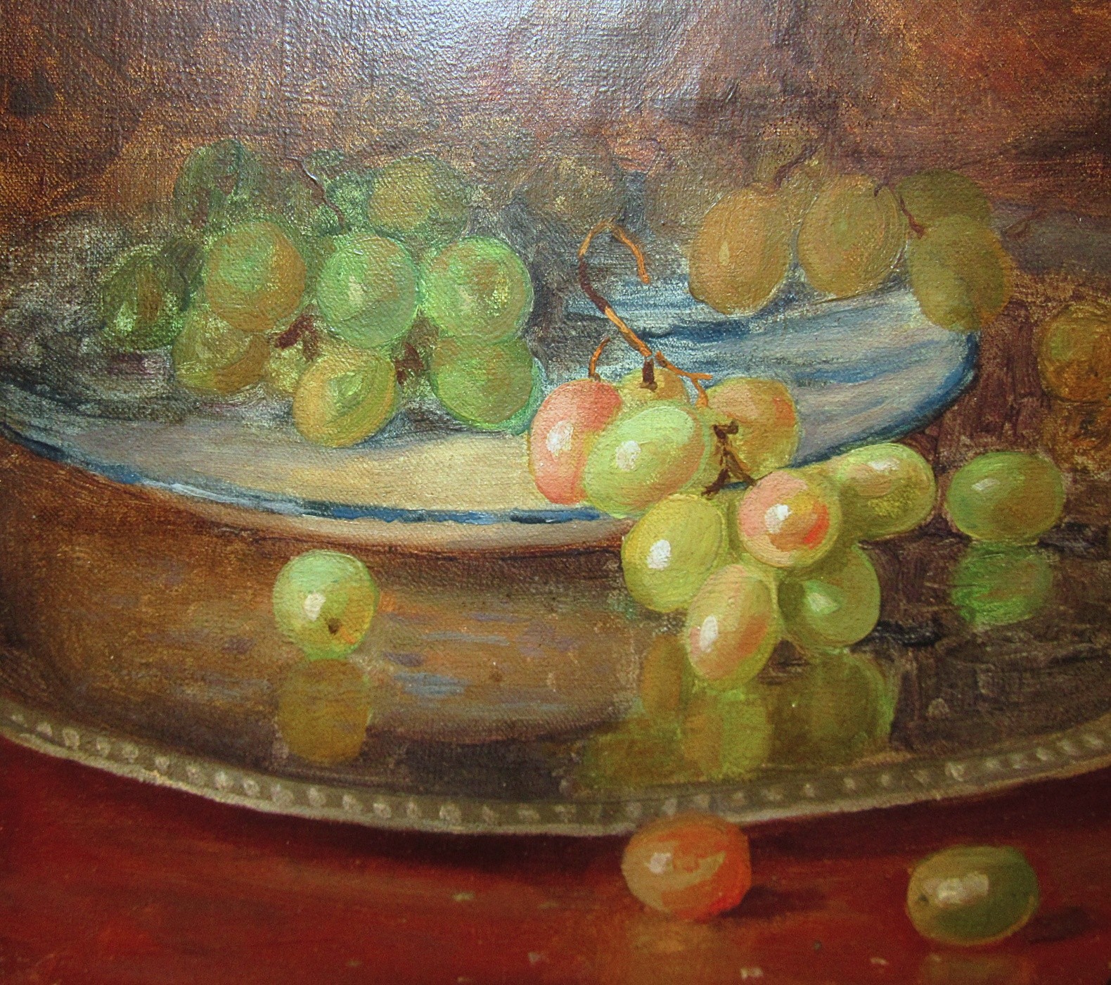 Cornelius Hankins 1890s Still Life with Grapes Listed Tennessee Virginia Artist