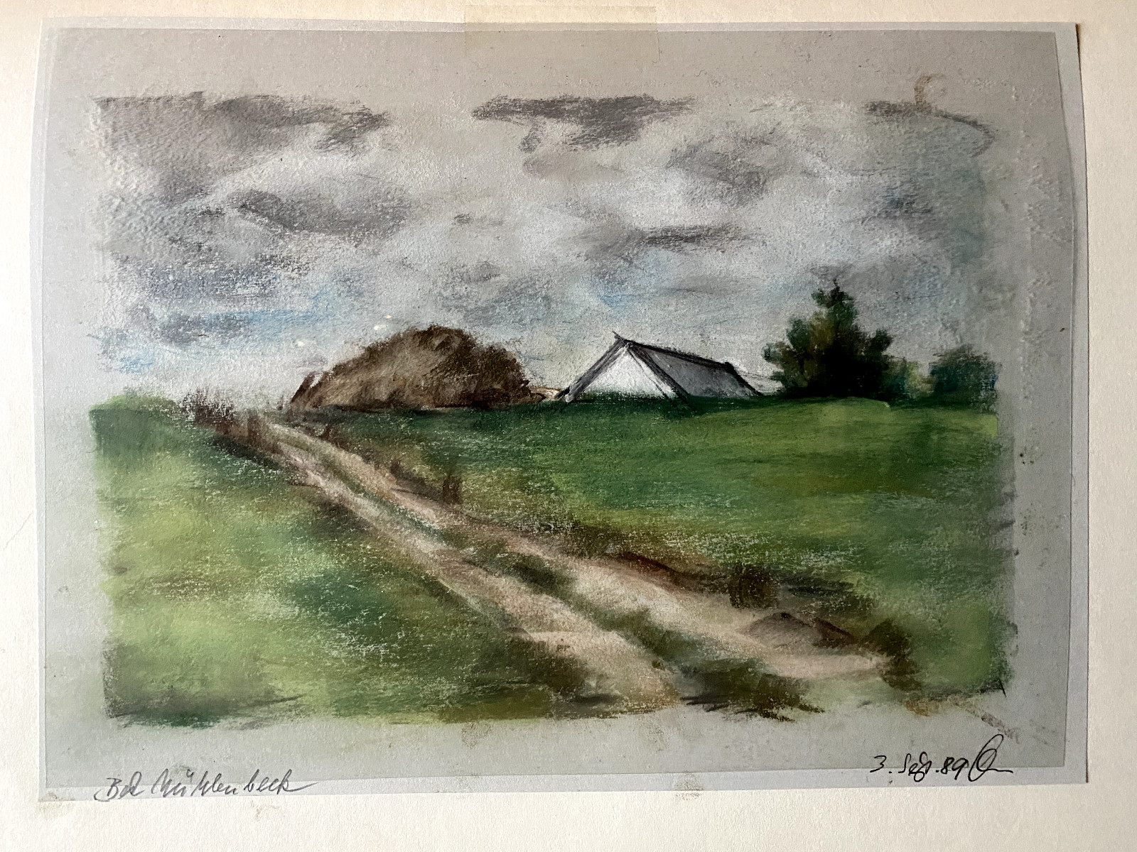 Franz Ehmke *1928-2018 GDR Painter Pastel At Mühlenbeck Farm Signed