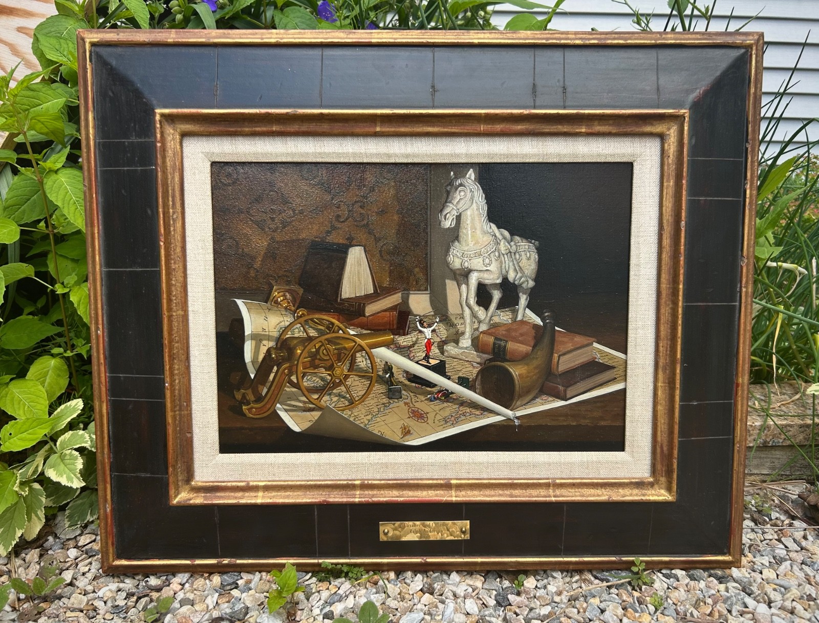 Oil Canvas Painting Trompe L’oeil Still Life Ralph Anderson California 1974