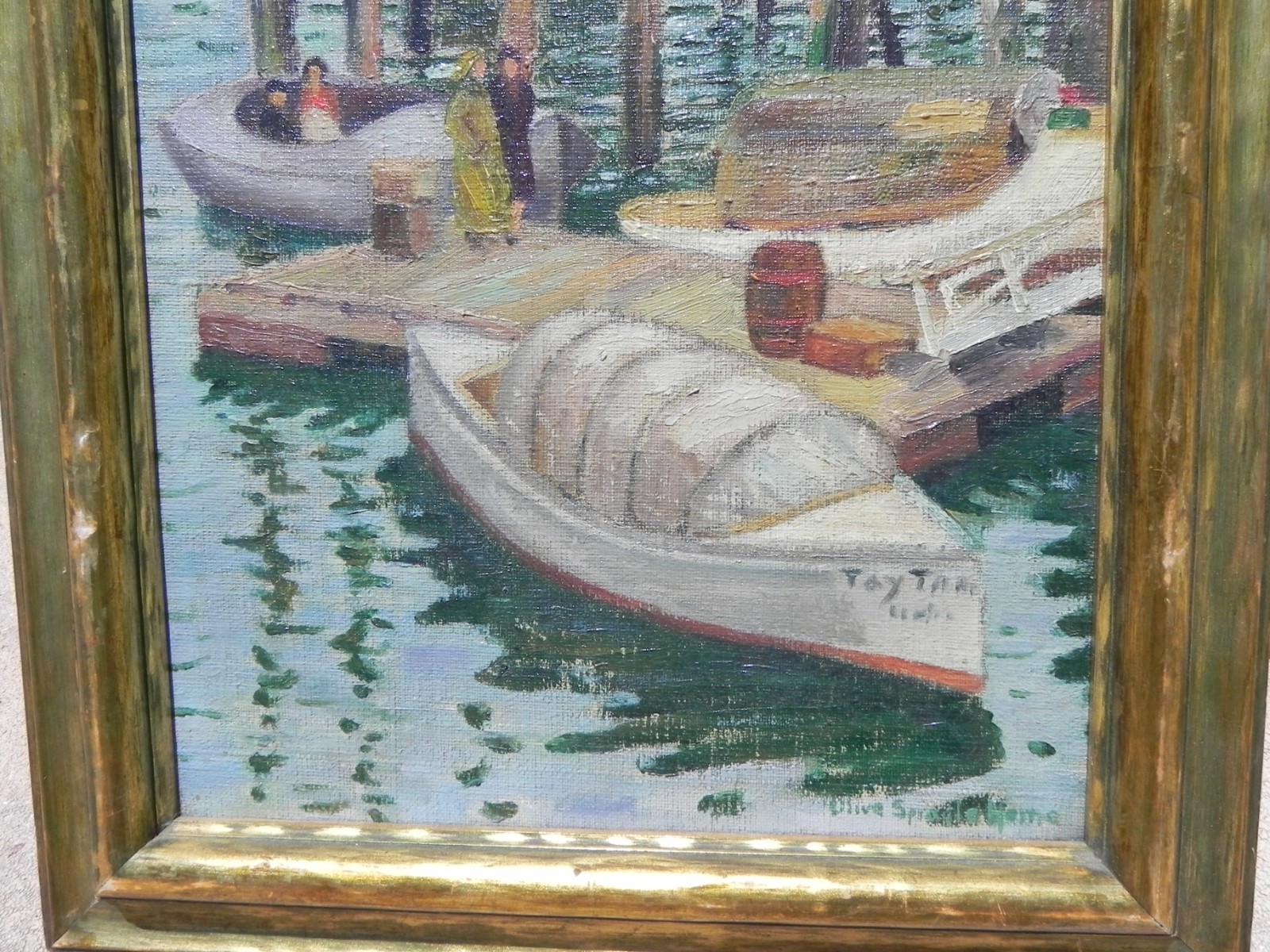 American impressionist art ca1930 wharf painting Olive Sprogle Herne 1893-1971