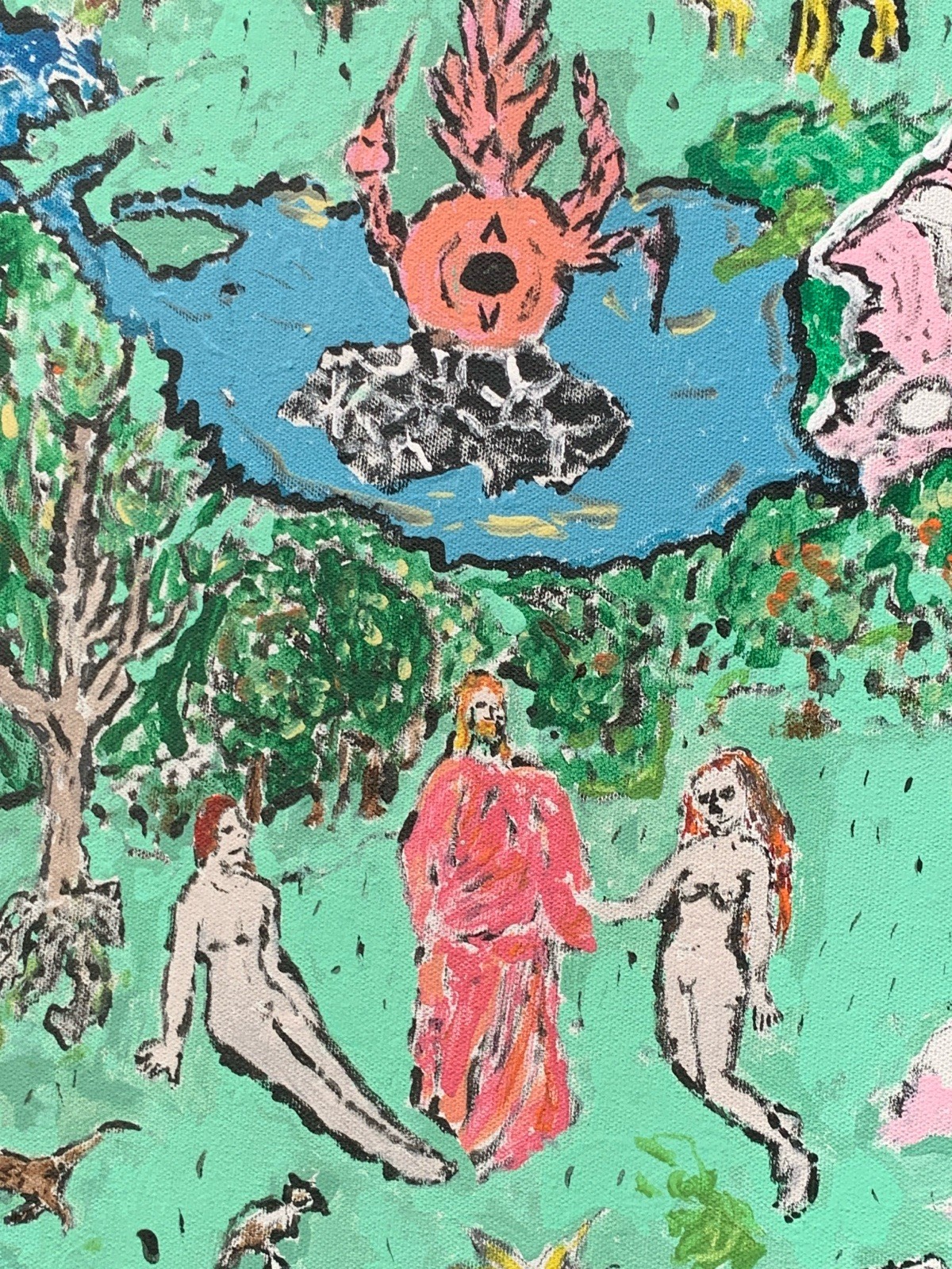 Huge Original Triptych Painting 42×24 Garden of Earthly Delights Bosch Pop Art