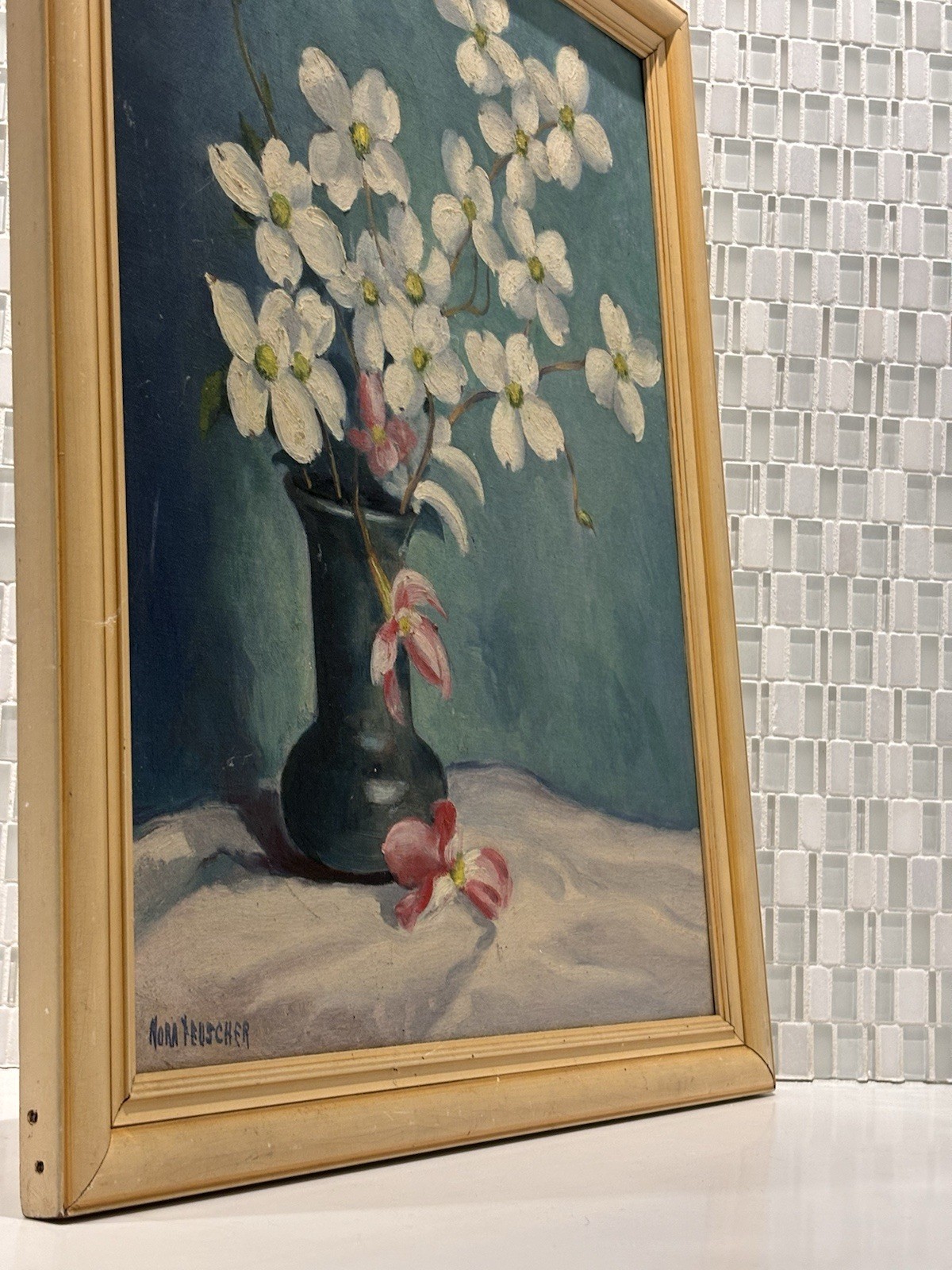Beautiful Vintage Original Signed Framed Flower & Vase Painting, Art Decor Gifts