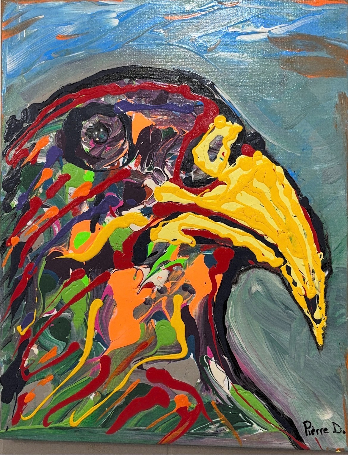 Original Bald Eagle Focus 20×16 Acrylic Canvas Abstract Impressionism