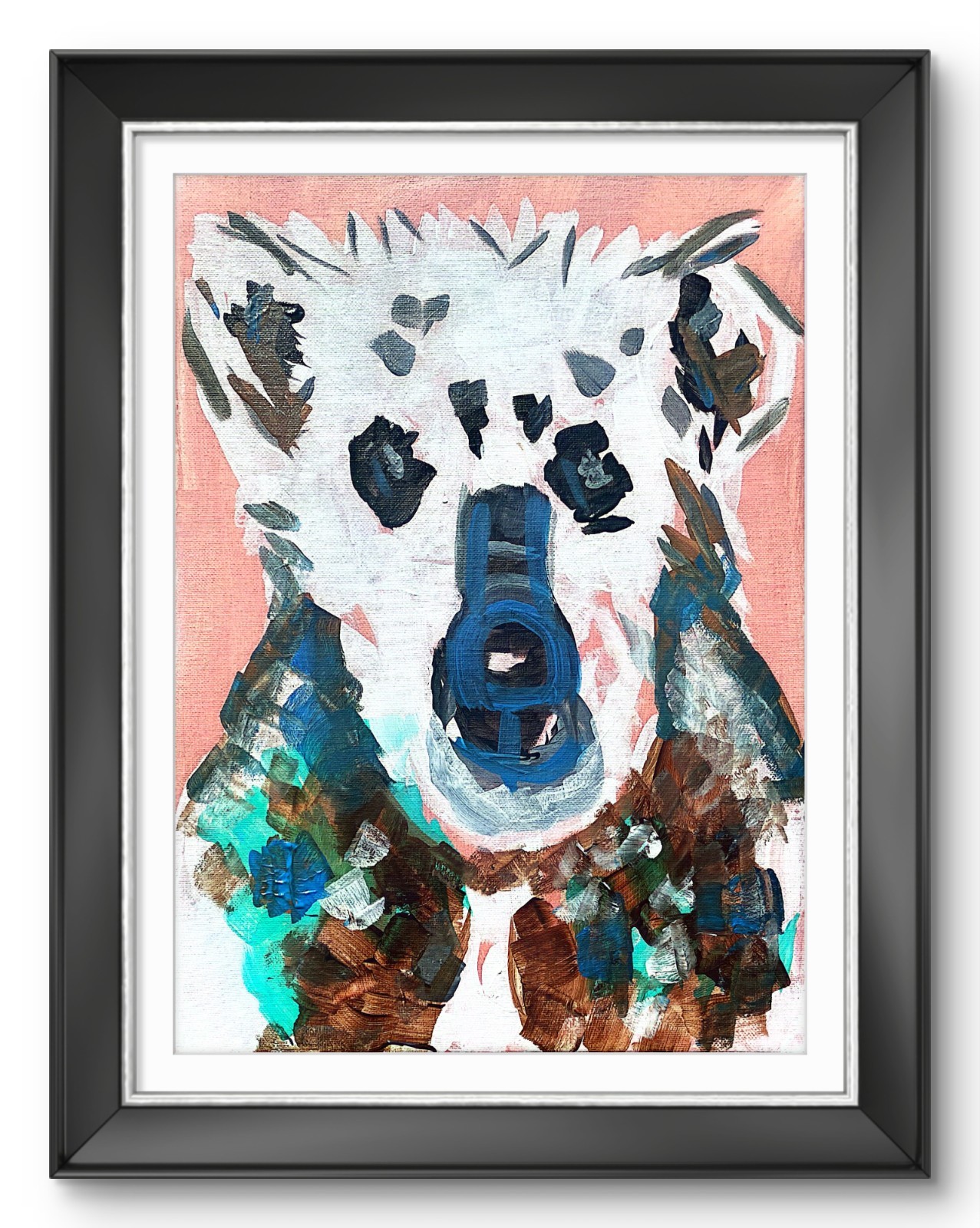 Polar Bear 12 X 16″ Neo Impressionist Modern Acrylic Pink Painting Canvas