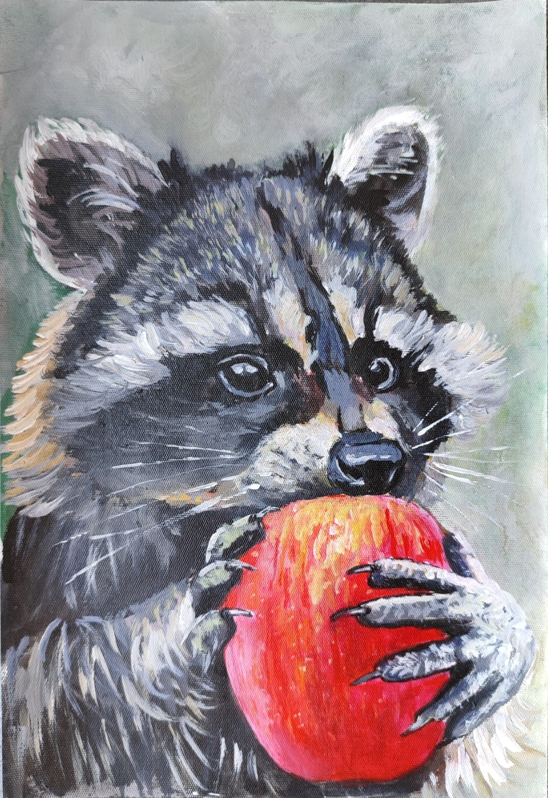 Cute funny raccoon Painting Wild Animals Portrait Art Original Paintings artwork