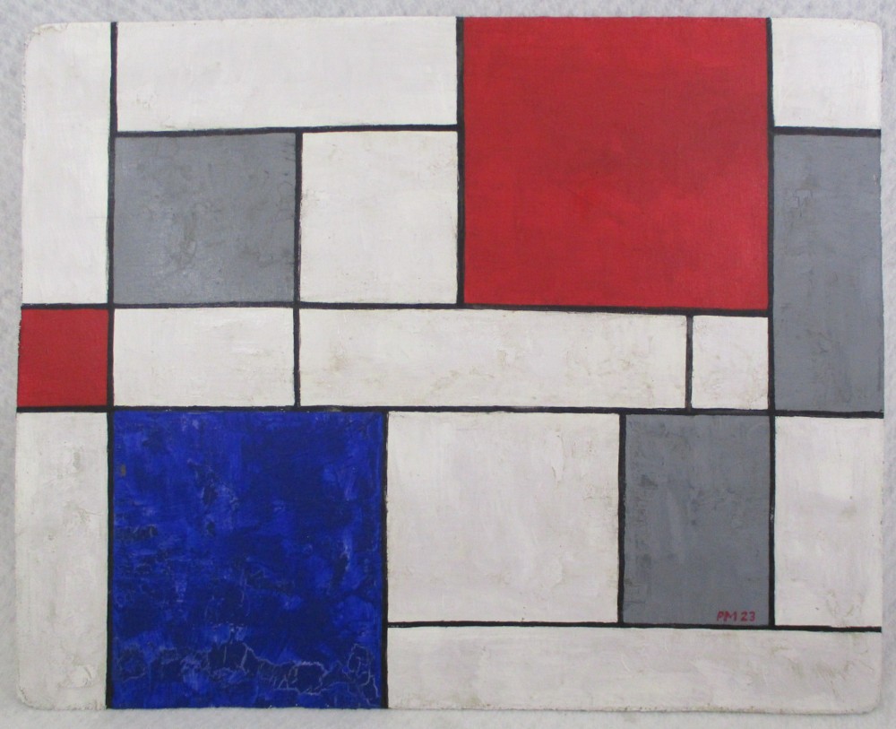PIET MONDRIAN – Painting on panel framed – cubism modernism abstract De Stijl