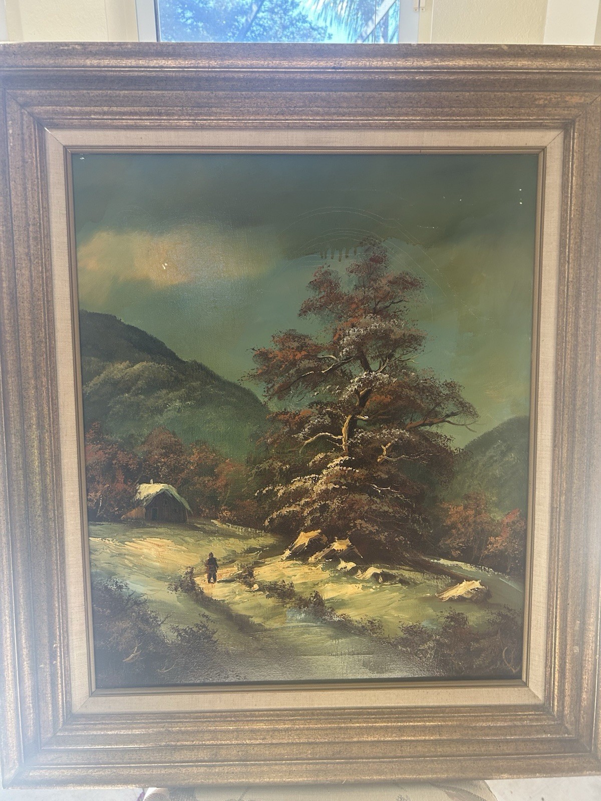 Antique Original Framed Winter Landscape Scene Signed By C Berlin’s