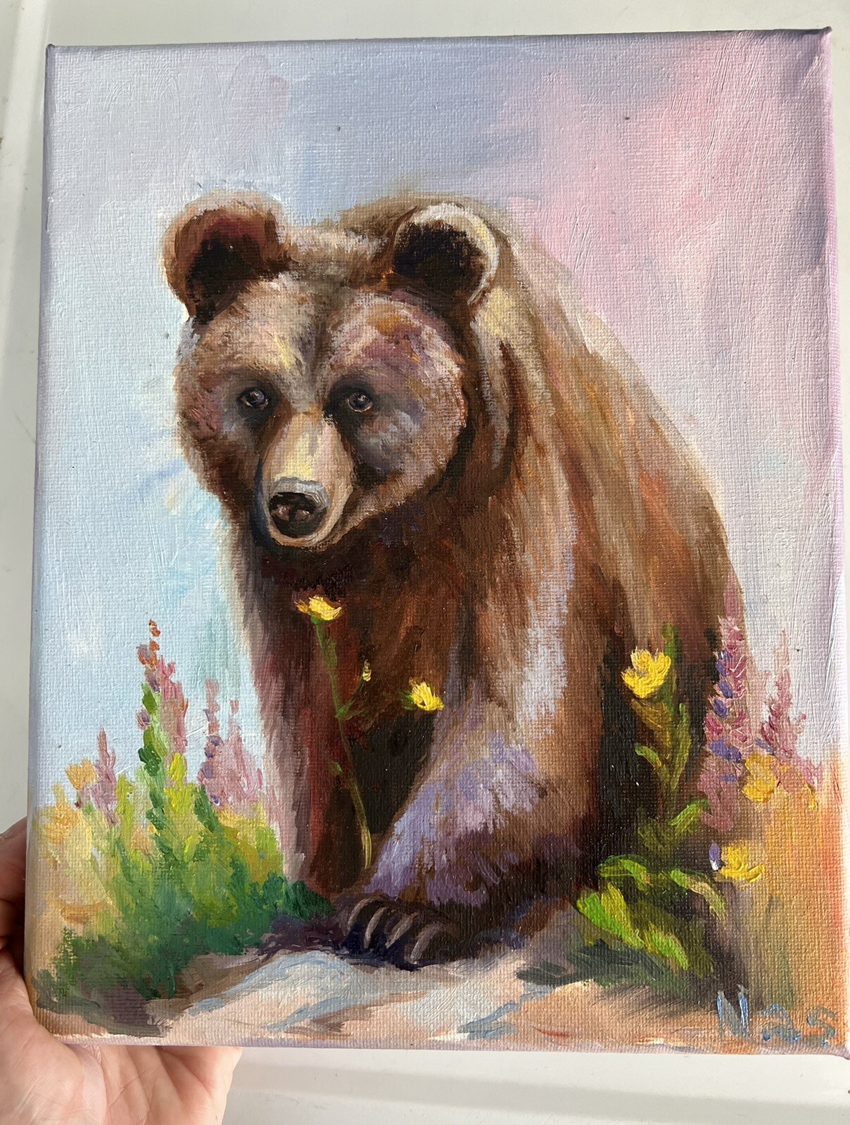 Bear Portrait, 8×10 inches, Original painting oil, Wall Art Decor, Birthday Gift