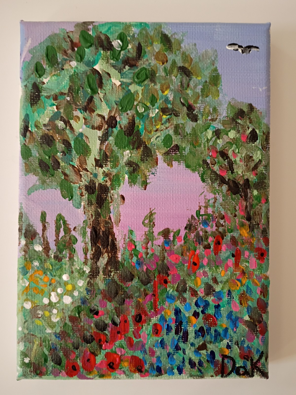 Twilight Tree 5×7 Canvas Original Art Expressionism Abstract Floral Nature