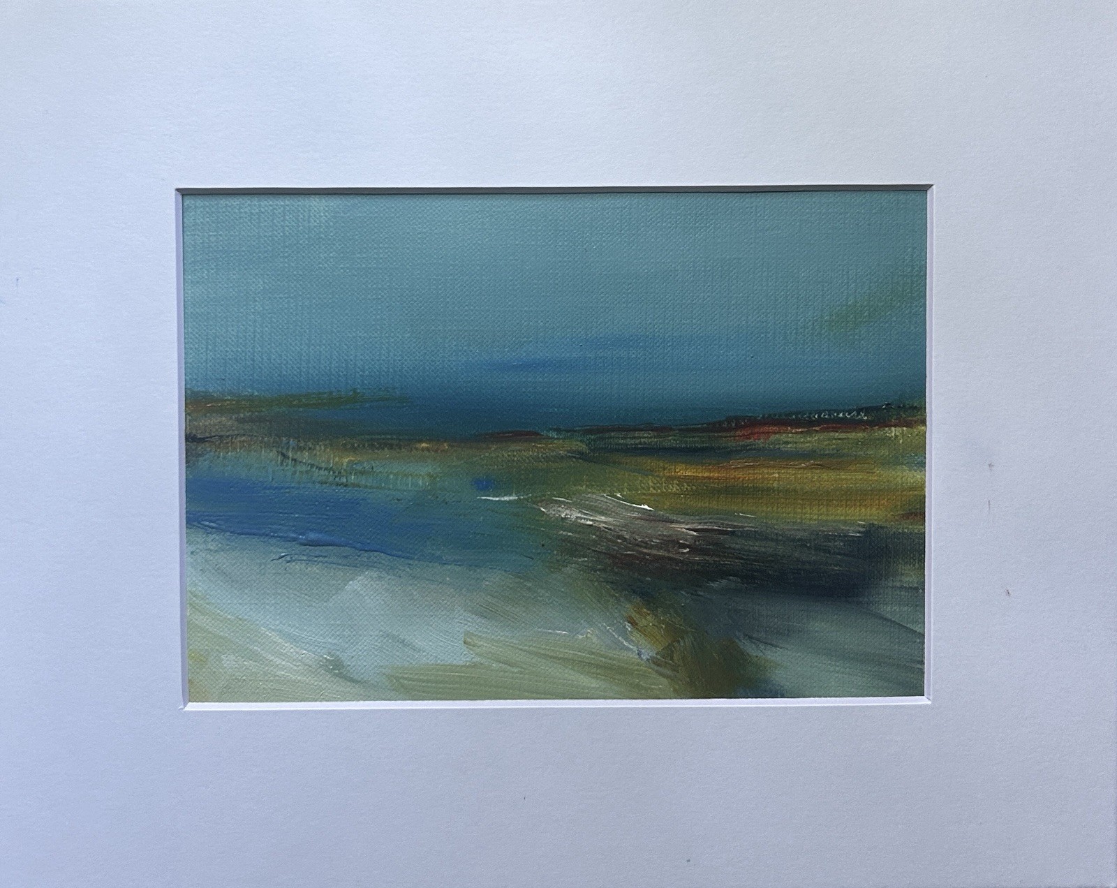 Original painting – DEEPEST OCEAN BLUE – landscape with mat