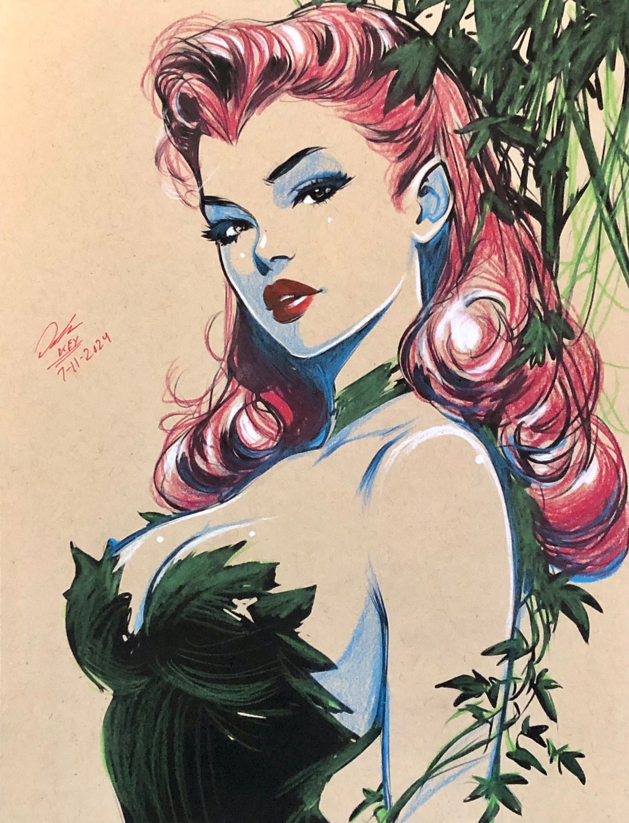 AWESOME ORIGINAL COMIC ART ILLUSTRATION BEAUTIFUL RED HEAD GIRL WOMAN