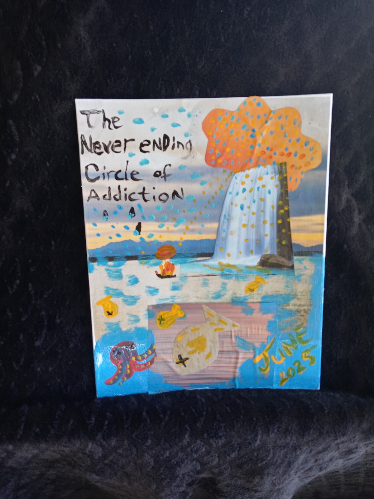 multi media painting-The Never-Ending Circle of Addiction
