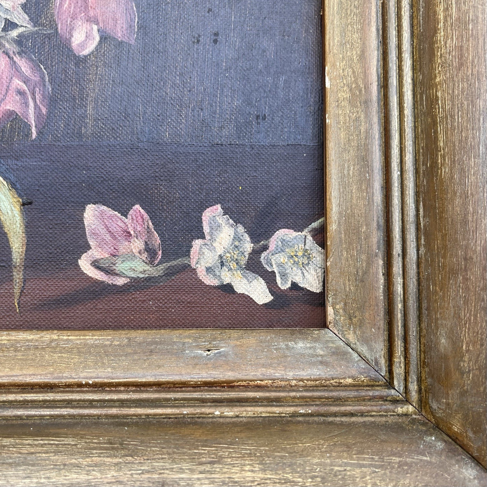 Vtg 1950 MCM Original Oil Painting Signed M. Perlberger Floral Still Life 12×14