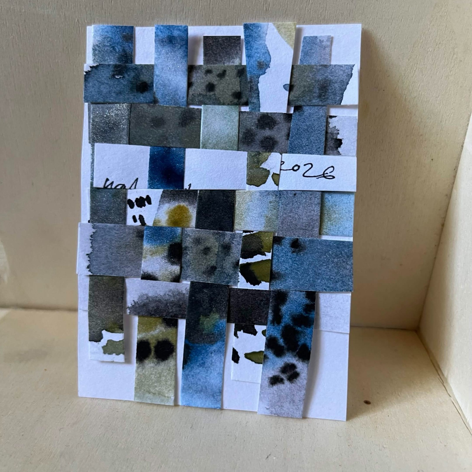 ACEO Original Art Card 2.5 x 3.5 Watercolor mini painting abstract collage