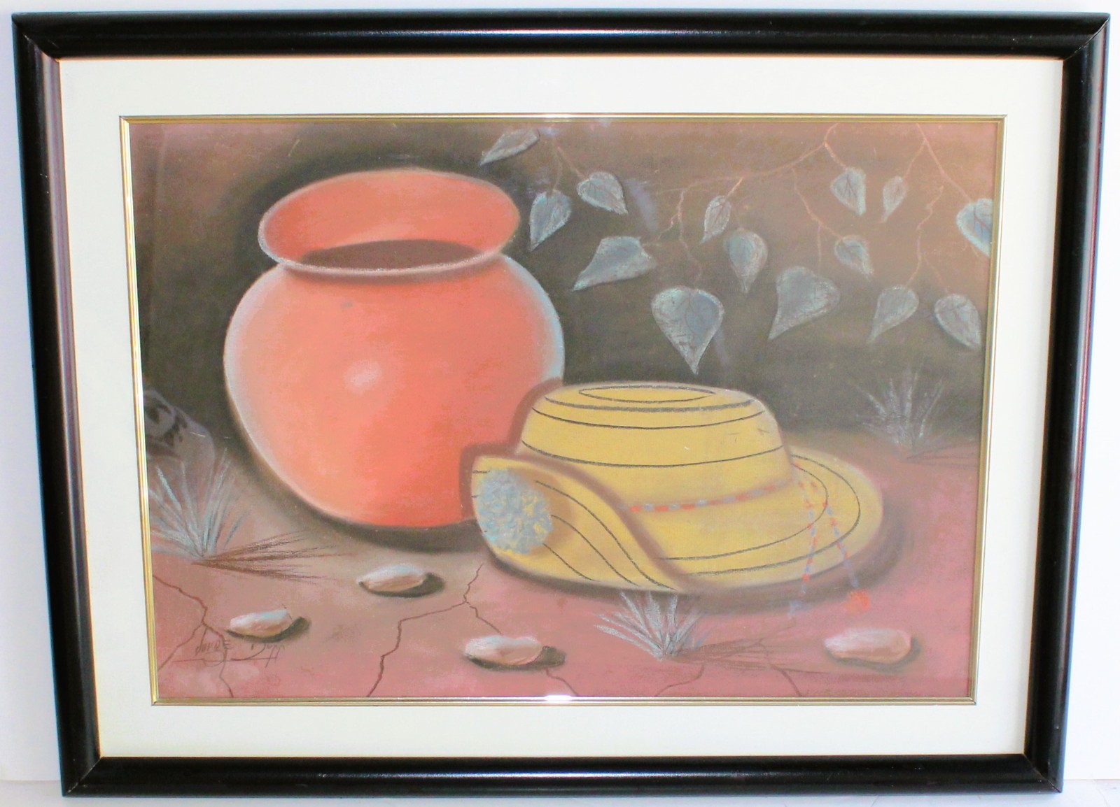 JORGE DUNN 1924-2007 PASTEL PAINTING ON PAPER SIGNED LISTED PANAMANIAN ARTIST